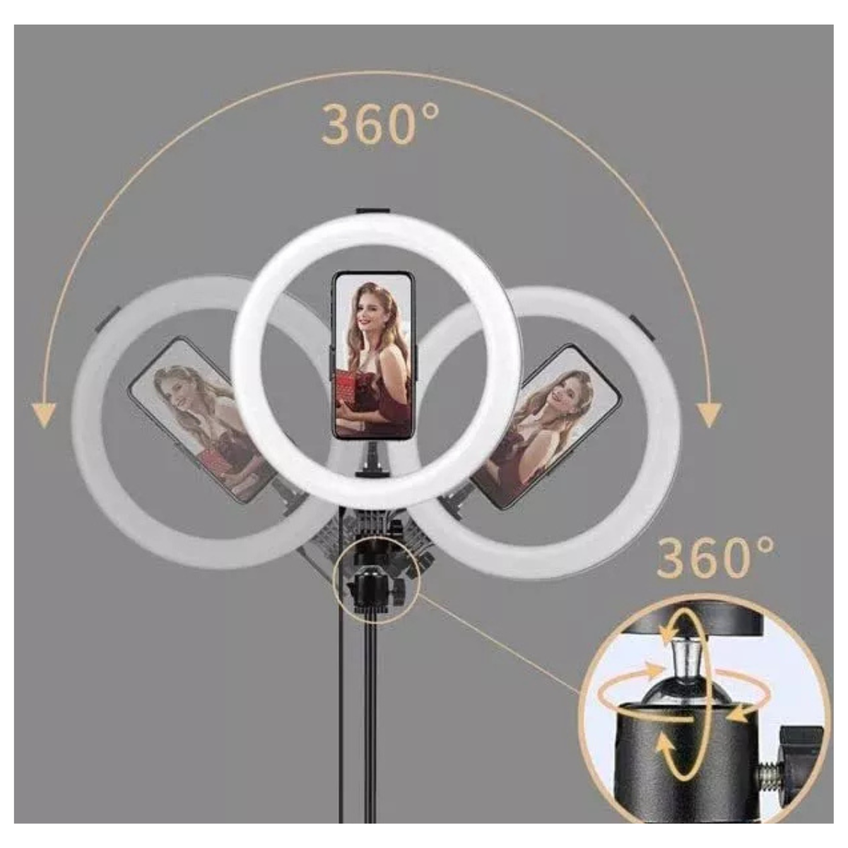 Aro de luz LED con trípode