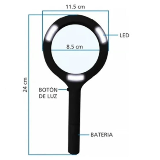 Lupa con luz LED para lectura