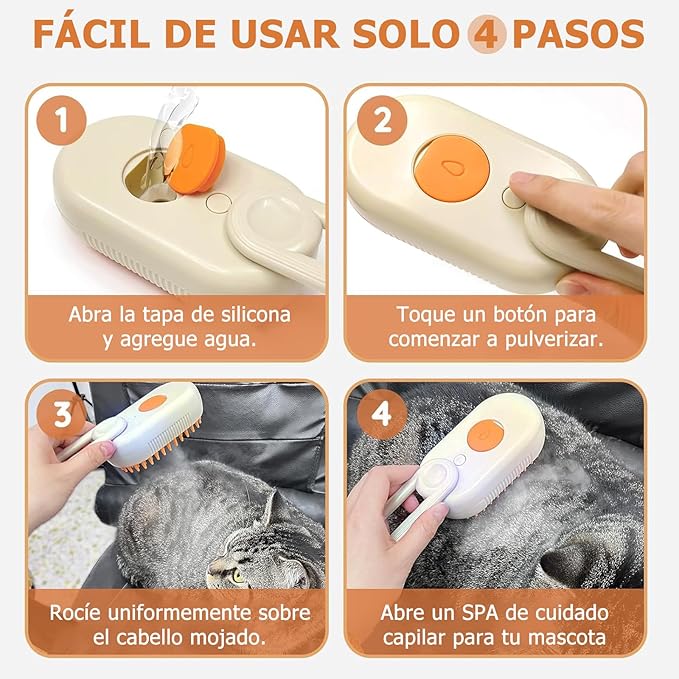 Cepillo Vapor 3 en 1. Todo Lo Que Necesitas Para Tu Mascota! 🐱🐶