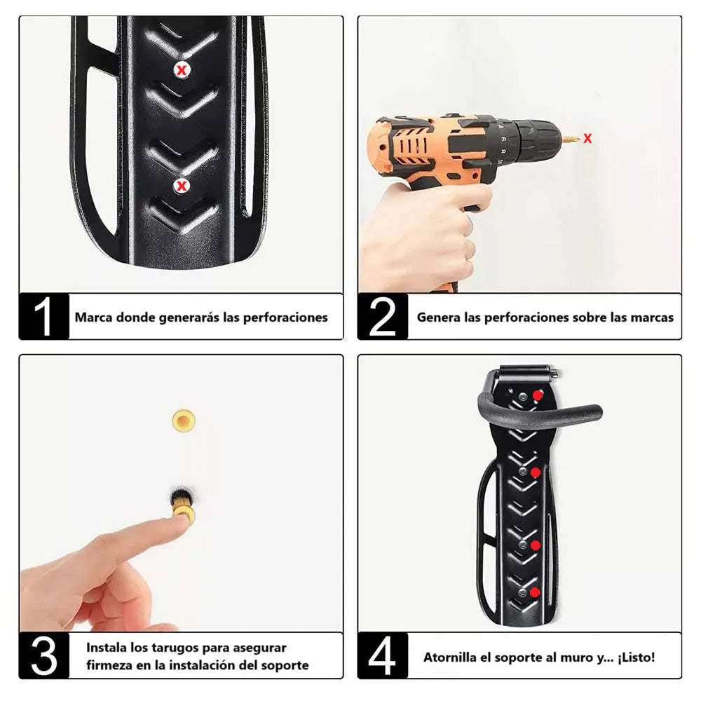 Gancho y soporte de muro para bicicletas