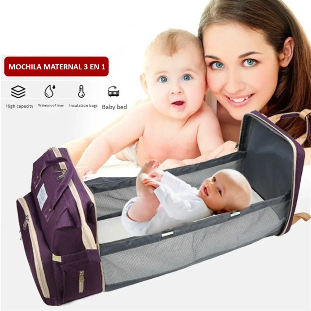 Mochila Maternal 3 en 1 Mudador y Cuna