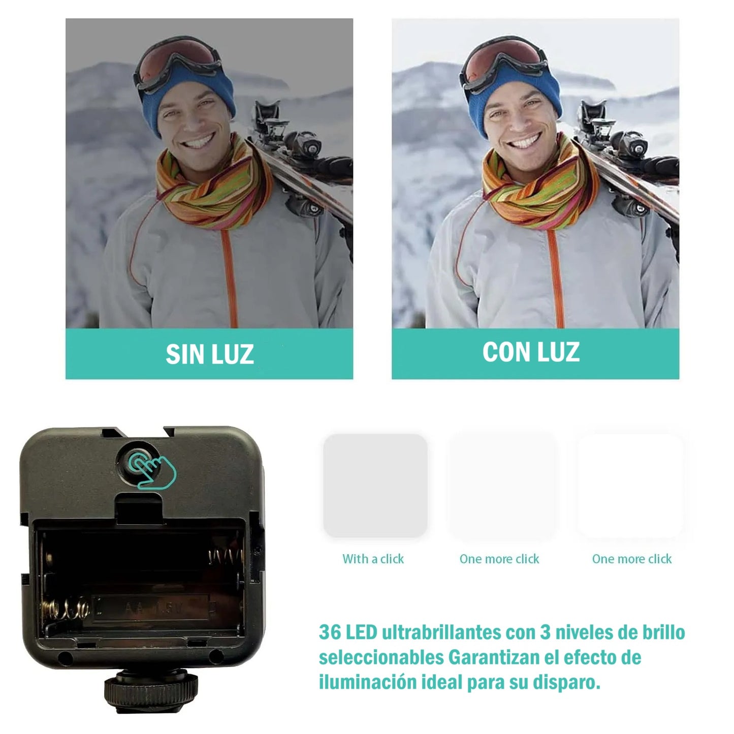 Trípode y soporte extensible, con luz LED y micrófono