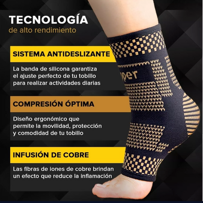 Tobillera de compresión con fibra de cobre