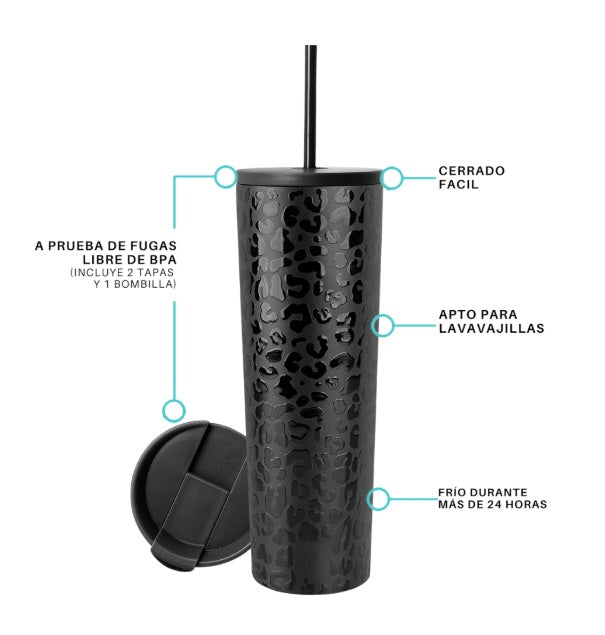 Vaso Térmico Animal Print Negro 700ml